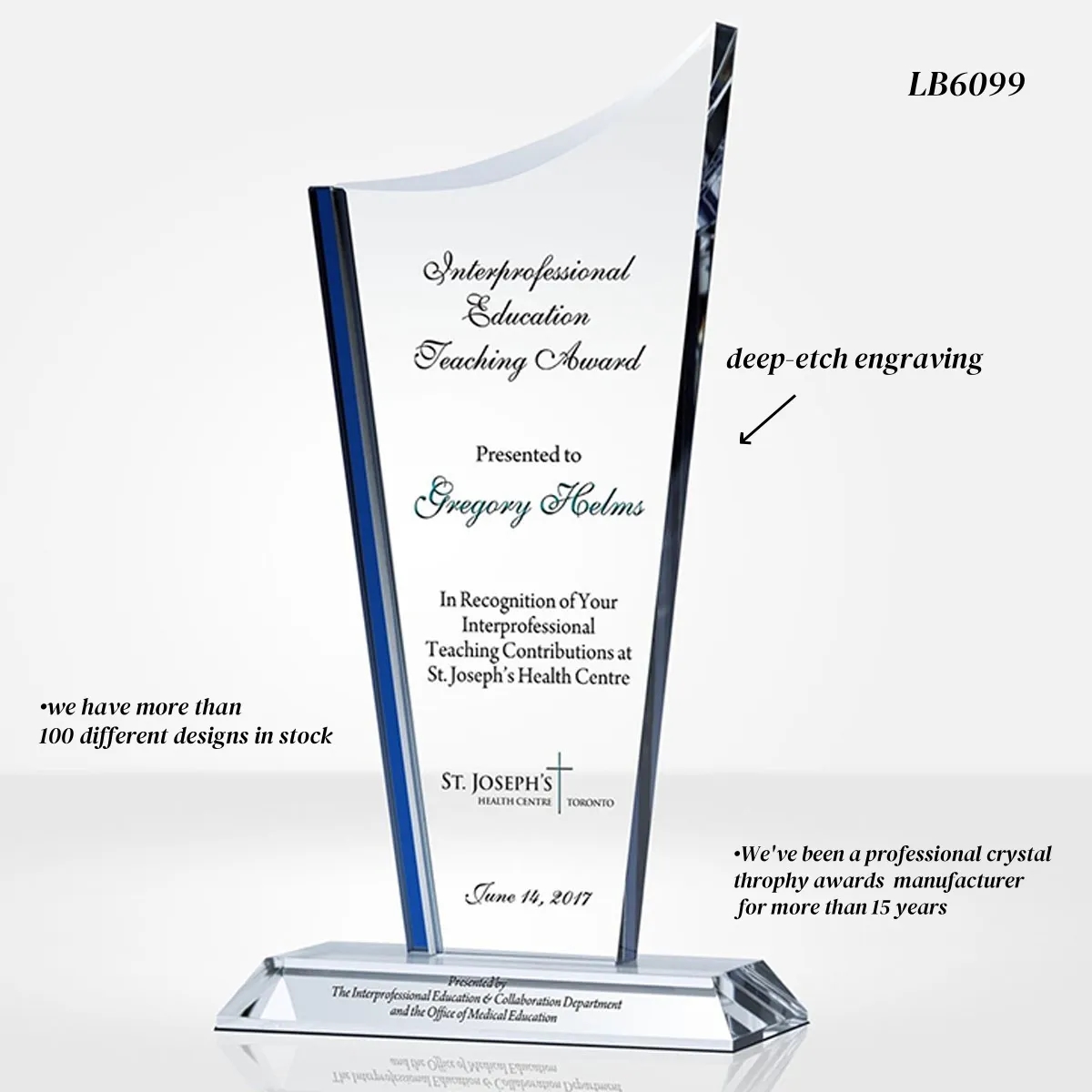 Engraved Crystal Trophy Award 2