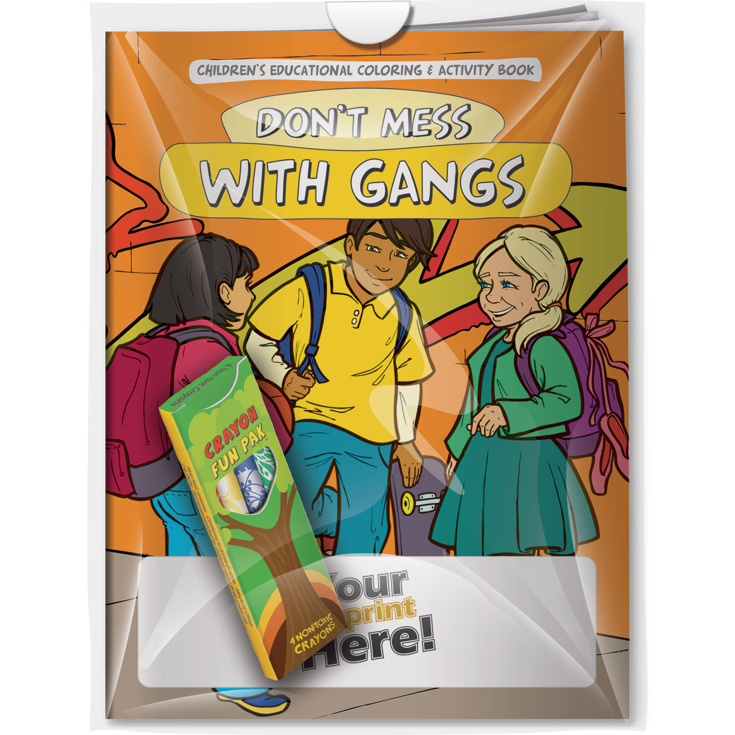 Combo Pack - CB1088 Coloring Book & 4-Pack of Crayons (Imprinted) in a Poly Bag 3