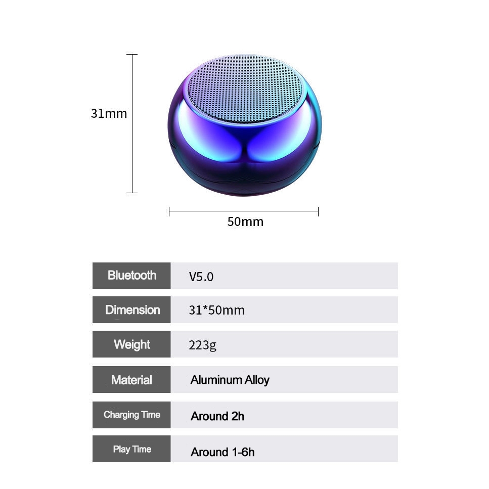 Mini Metallic Wireless Portable Round Speakers 8