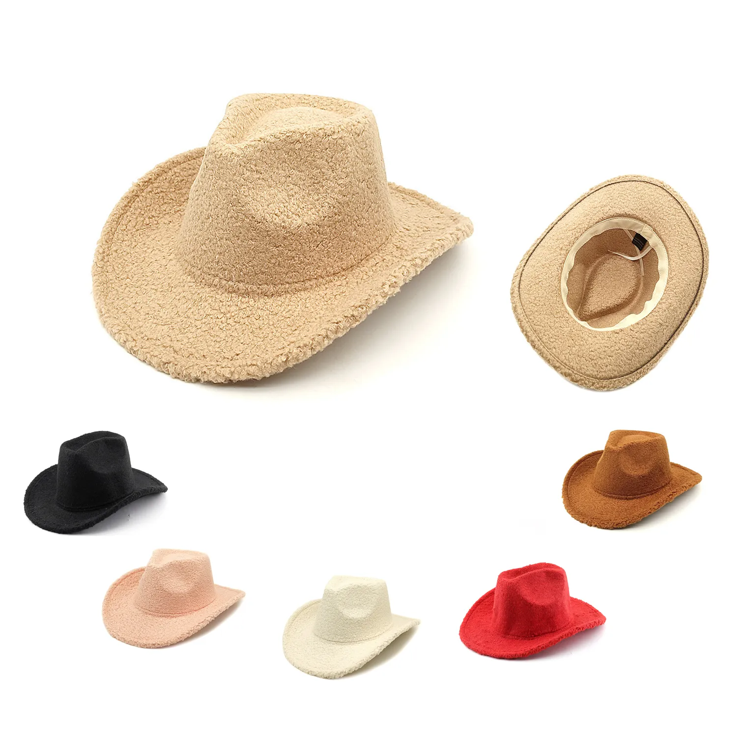 Classic Outdoor Lambhair Western Cowboy Cowgirl Hats 3