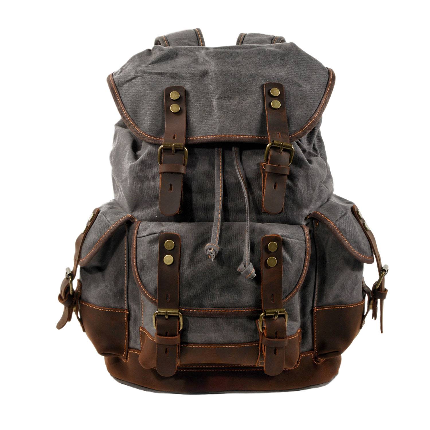 Leather Waxed Canvas Waterproof Backpack 5