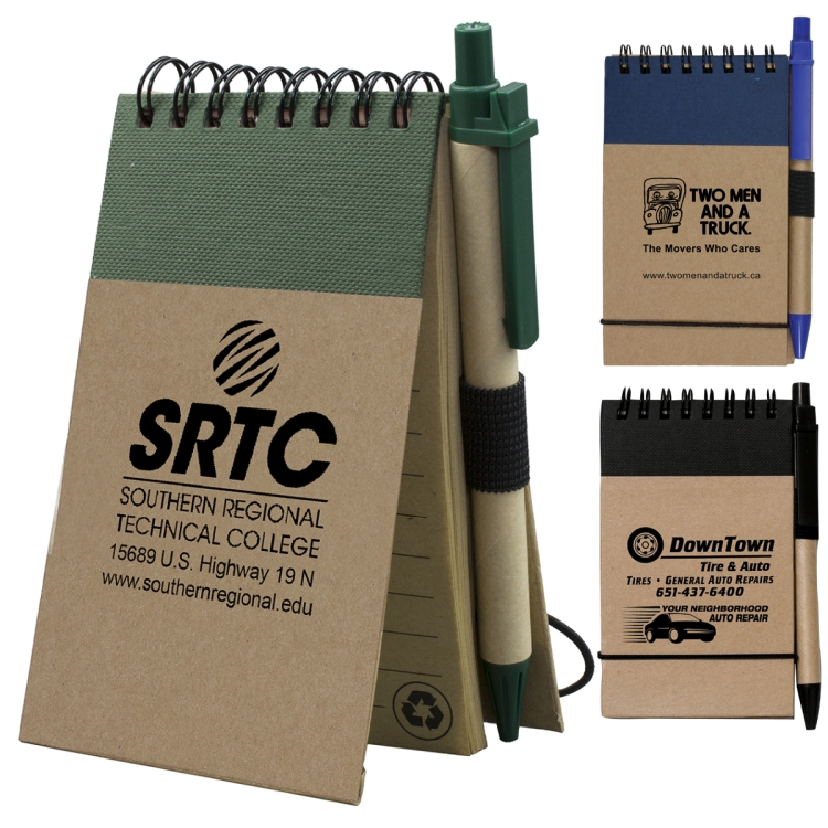 "ARCATA" Eco Inspired Jotter Notepad Notebook with Matching Color Eco Inspired Paper Pen 6