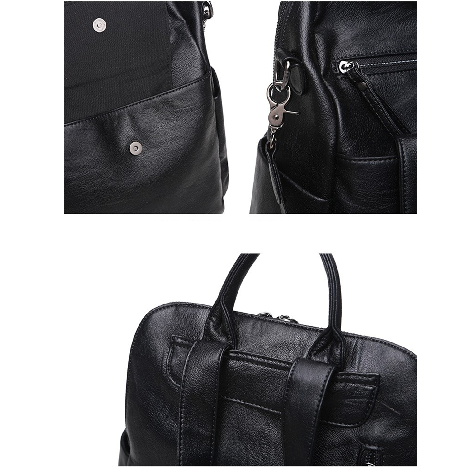 Large Fashion PU Leather Backpack Purse 7