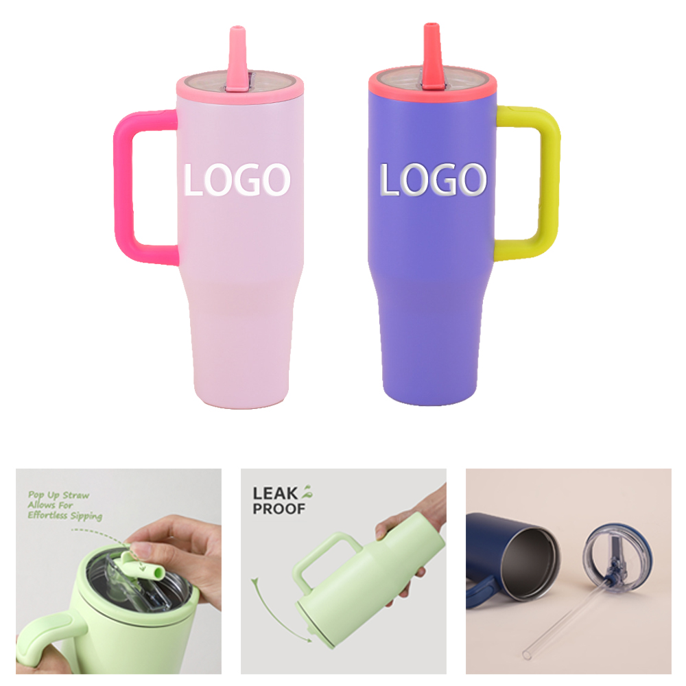 40oz double-layer leak-proof foldable straw cup 1