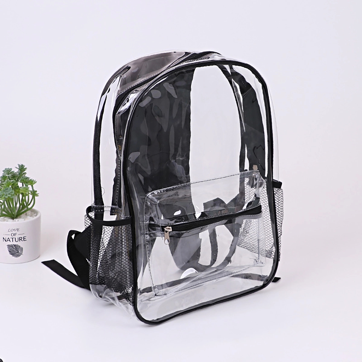Clear Backpack With Reinforced Straps Front Accessory Pocket 5