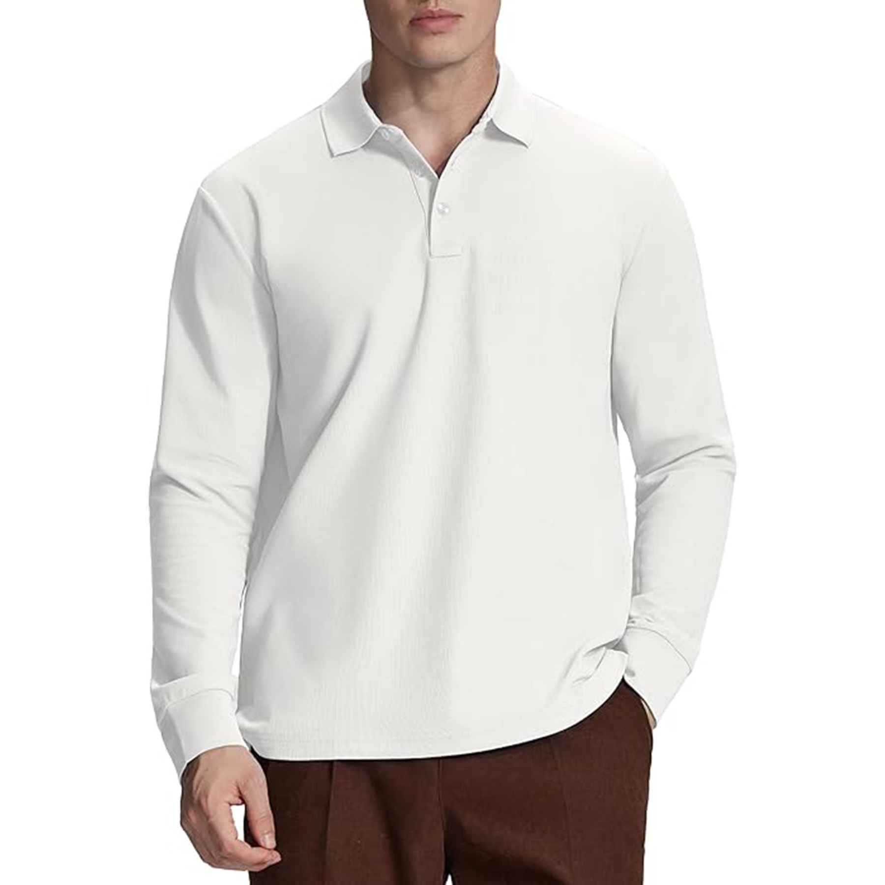 Classic Business Casual Long Sleeved Polo Shirt 3