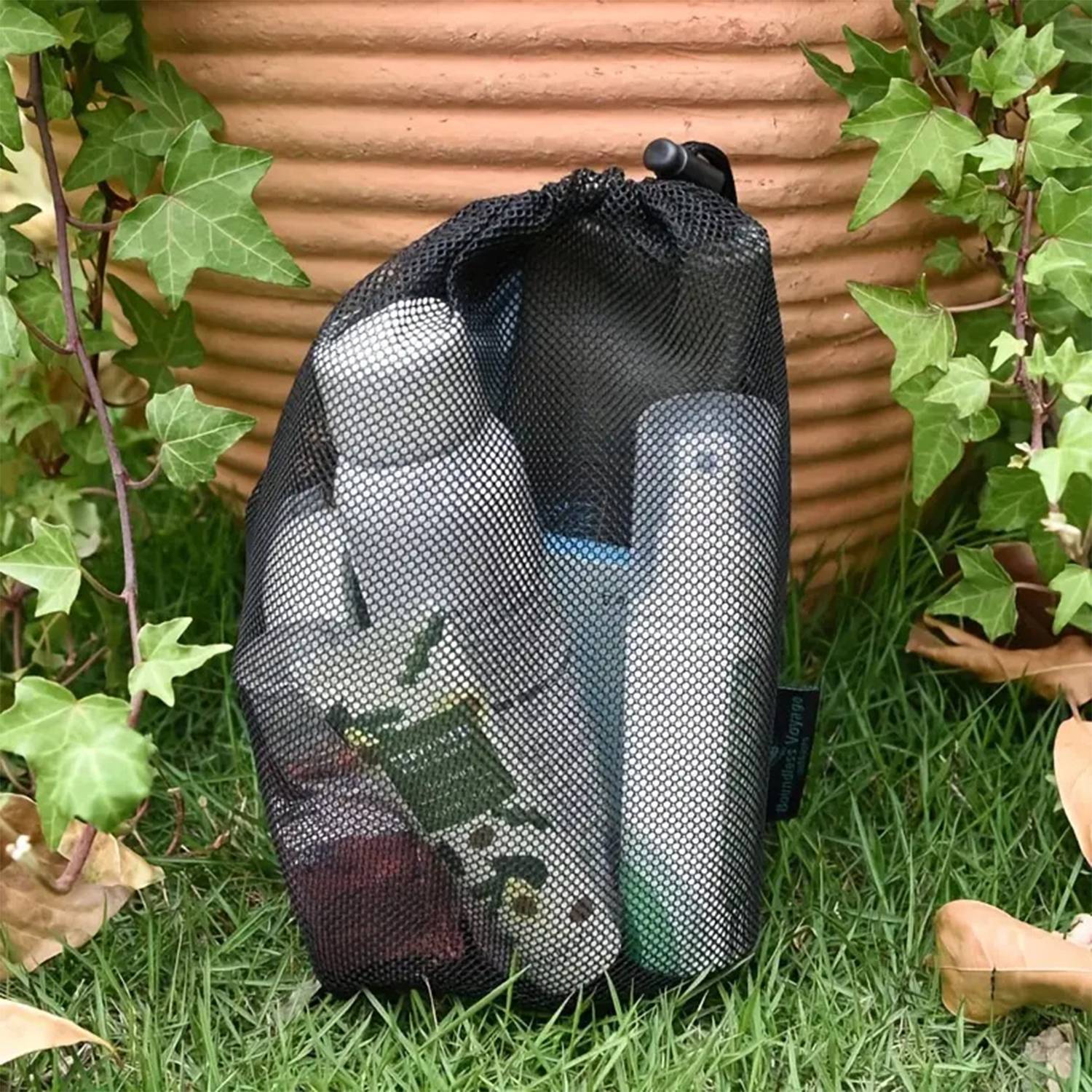 Large-capacity black nylon mesh drawstring storage bag 5
