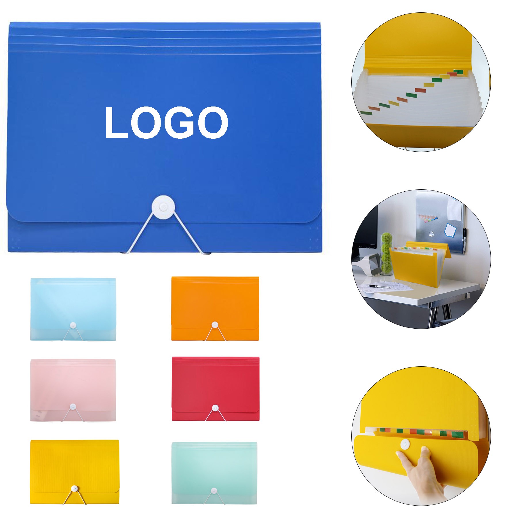 13 Pocket A4 Size Portable Plastic File Folder Organizer w/Labels