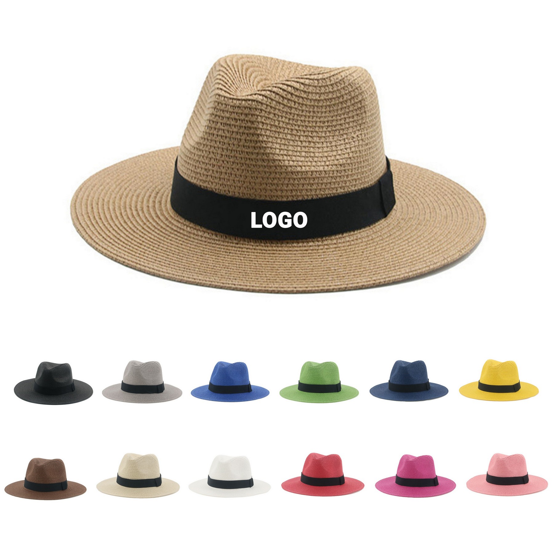 Custom Unisex Travel Straw Panama Hat Summer Wide Brim Straw Hat 1