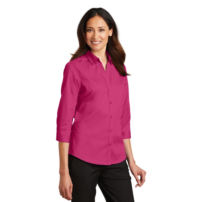 Port Authority Ladies 3/4-Sleeve SuperPro Twill Shirt. 2