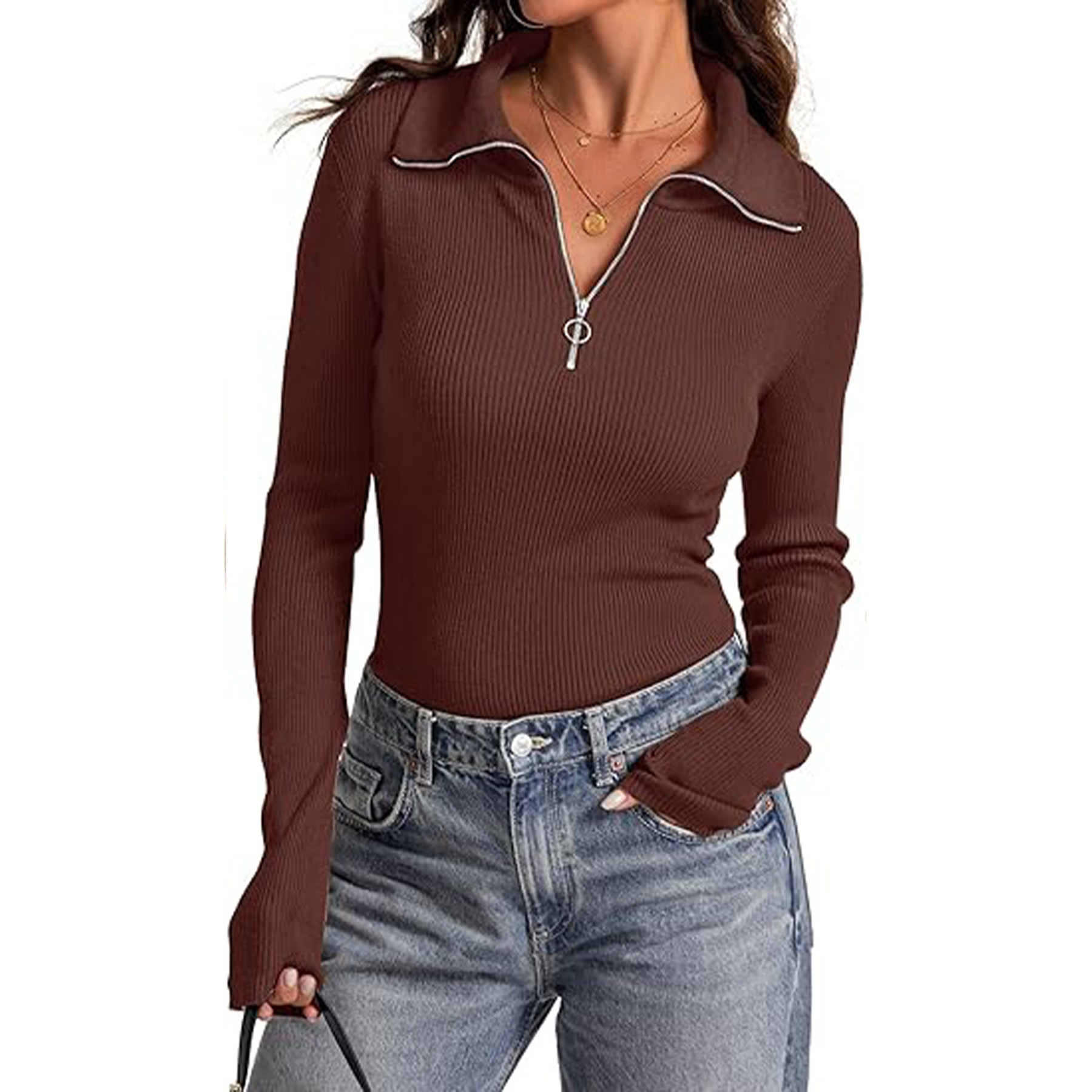 Long Sleeved Slim fit Ribbed Knit Sweater, custom hoodie or sweatshirt with logo imprint 4
