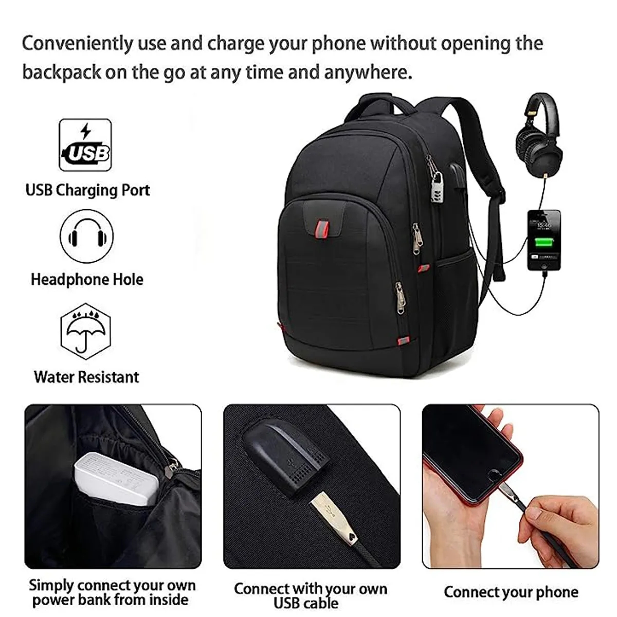 Lightweight Business Laptop Backpack with USB Charging Port 6