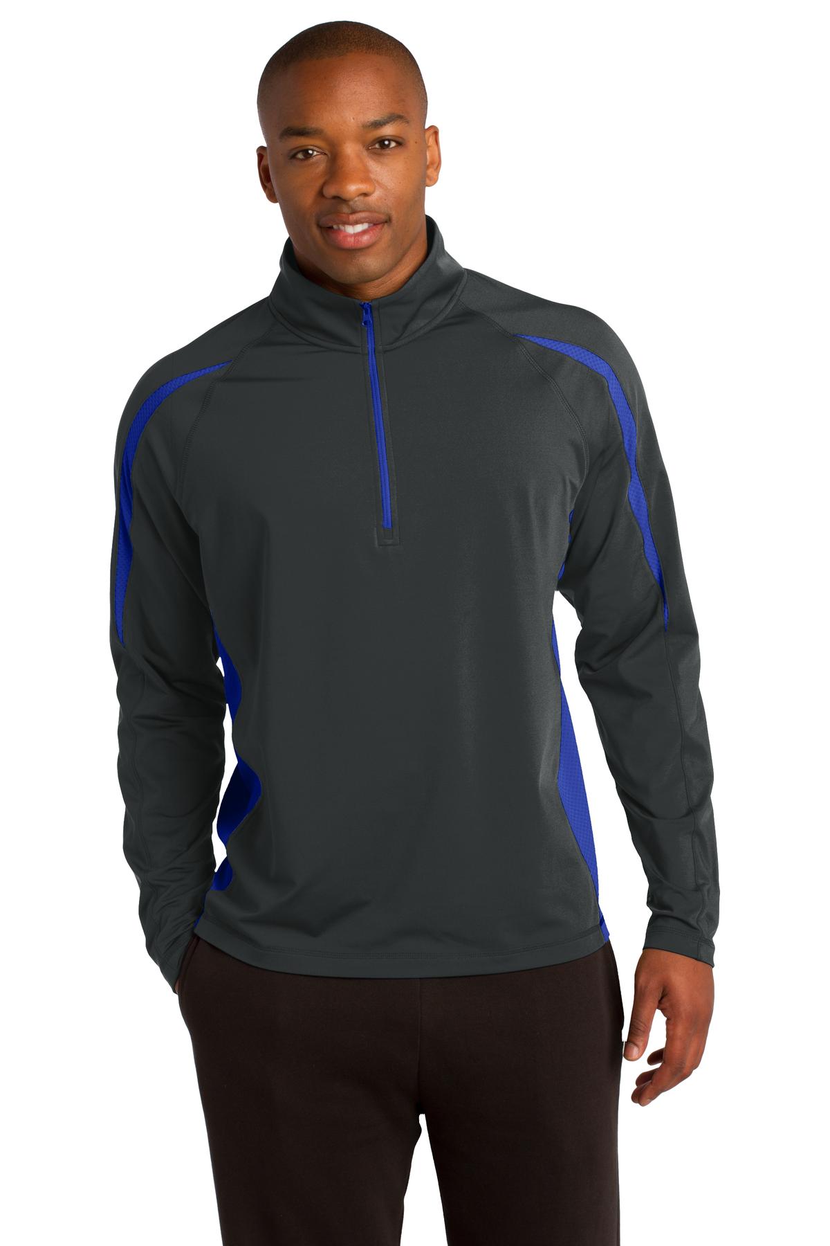 Sport-Tek Sport-Wick Stretch 1/4-Zip Colorblock Pullover. ST851, custom hoodie or sweatshirt with logo imprint 14