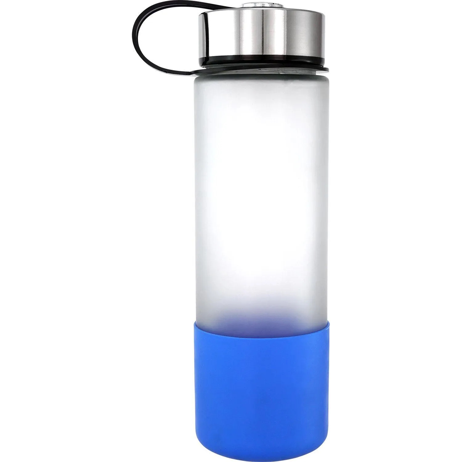 Metal Lanyard Lid 22 oz. Frosted Glass Grip Bottle 15