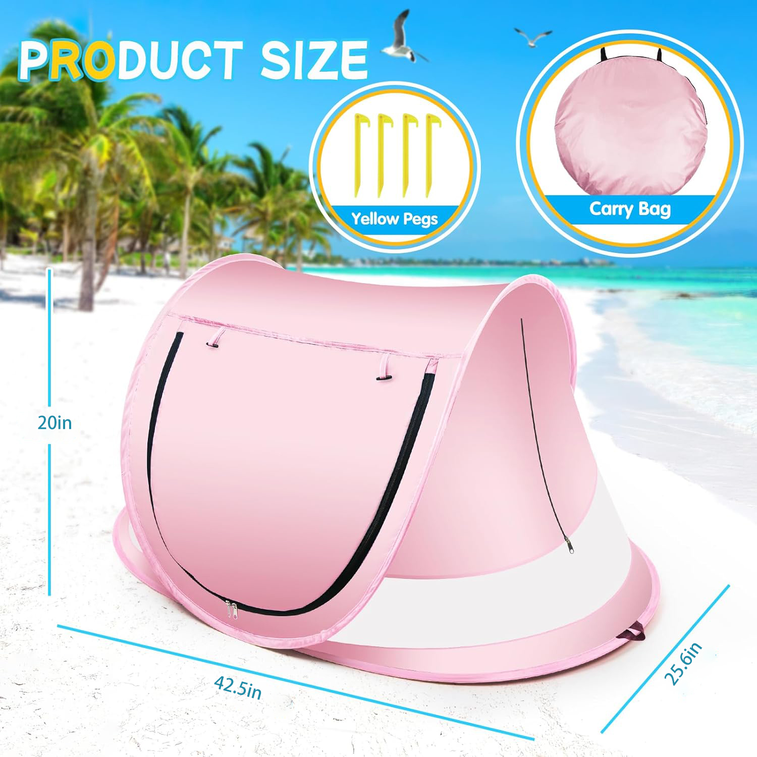 Sun Shade Baby Beach Tent w/ Mosquito Net 6