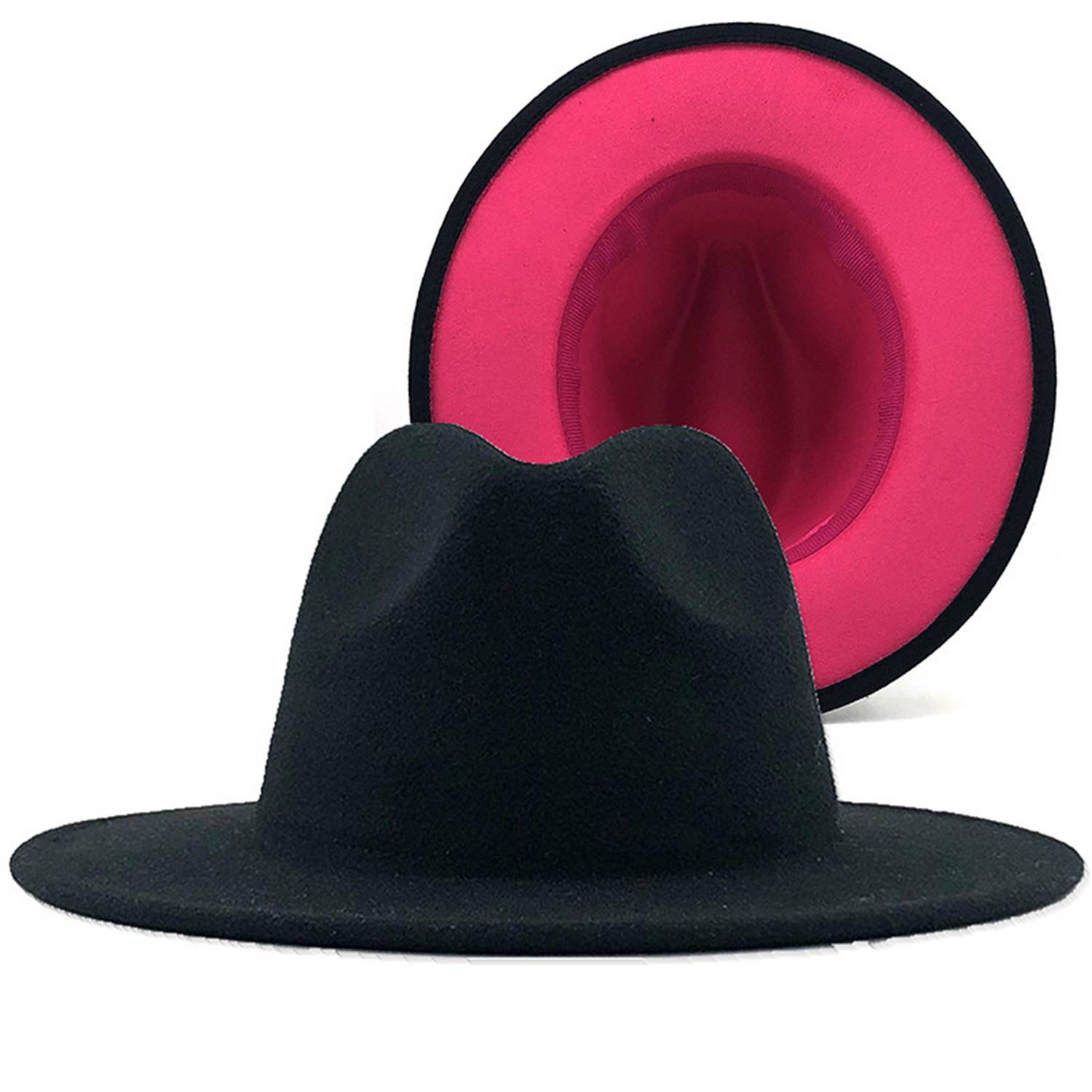 Two Tone Wide Brim Panama Fedora Hat 4