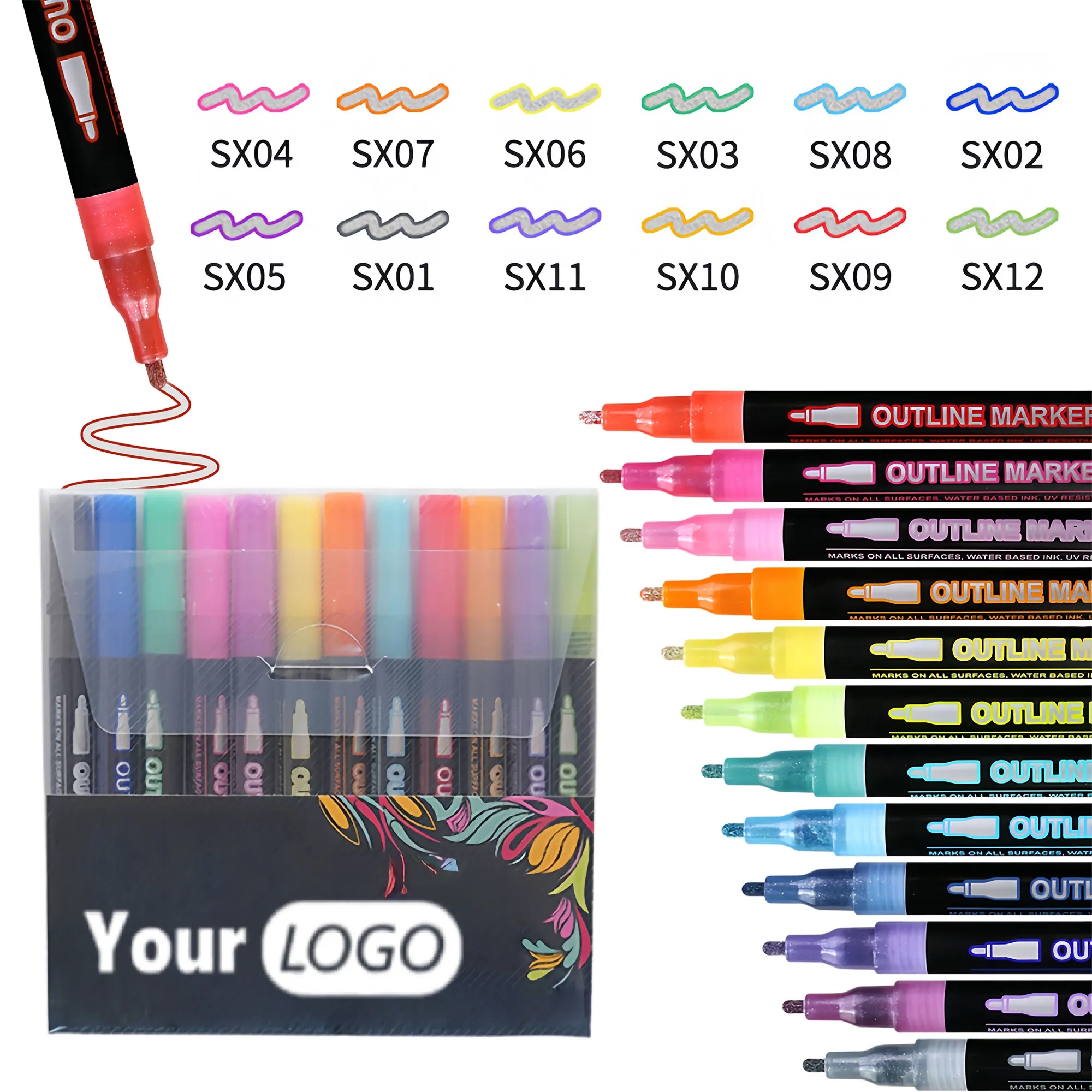 Vibrant Double Line Outline Marker Set For Drawing DIY