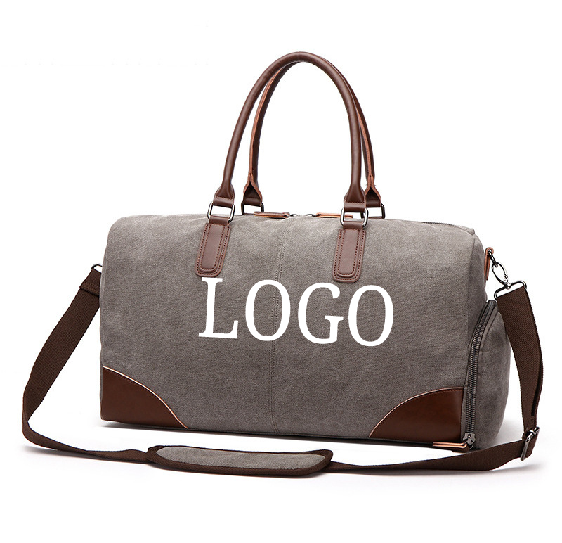 Canvas Travel Tote Bag Fitness Strap Shoe Compartment Design 2