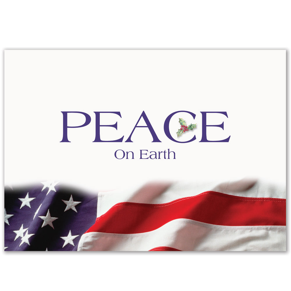 Classic Patriotic Peace on Earth Holiday Greeting Card 2