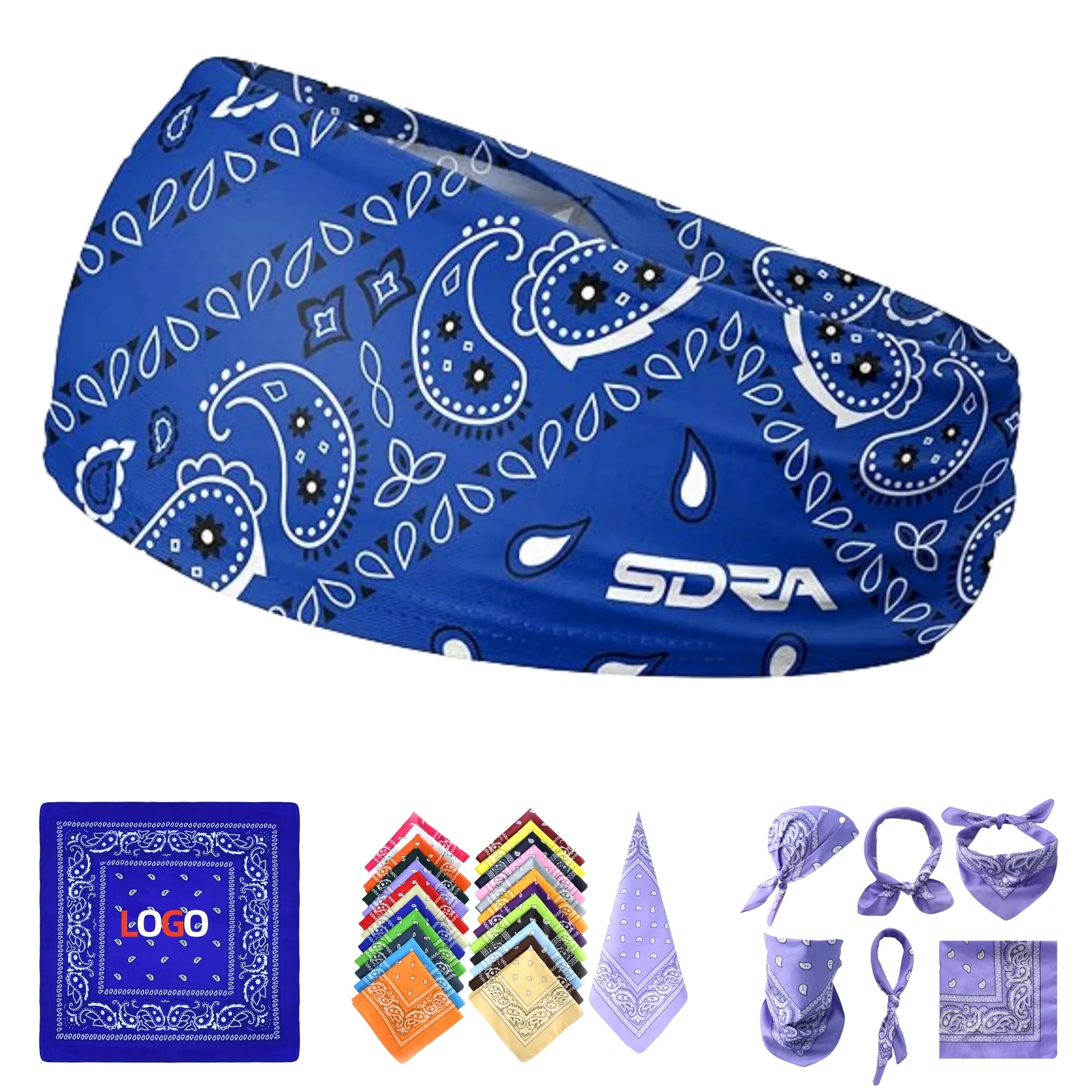 Polyester Suqare Sports Print Bandana Headband 4