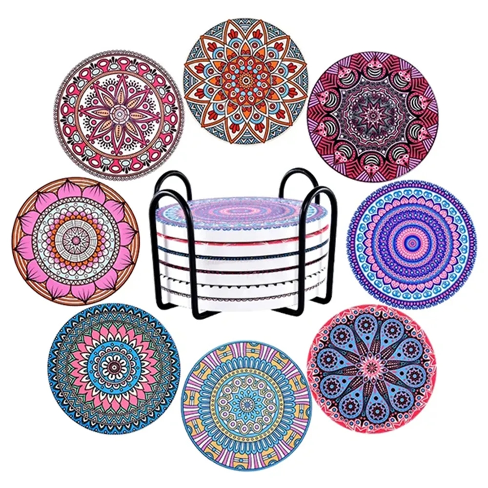 Marble Style Ceramic Drink Coaster for Tabletop Protection 6