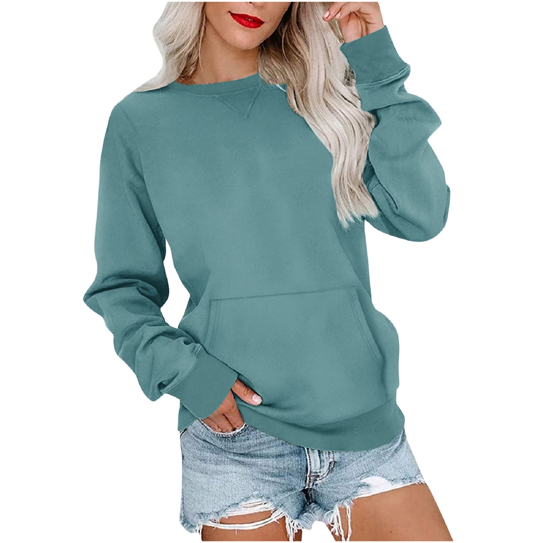 Casual Womens Sweatshirts Crewneck Long Sleeve Tops, custom hoodie or sweatshirt with logo imprint 14