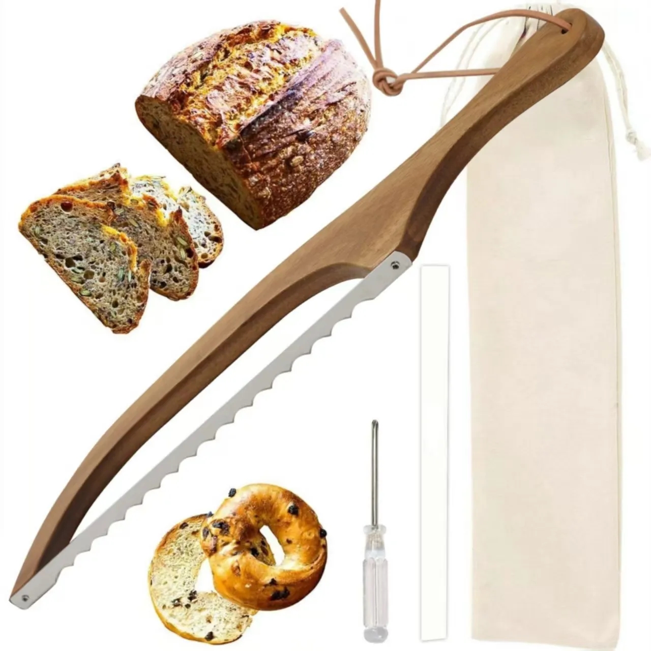 Wooden Handle Stainless Steel Bread Knife 4