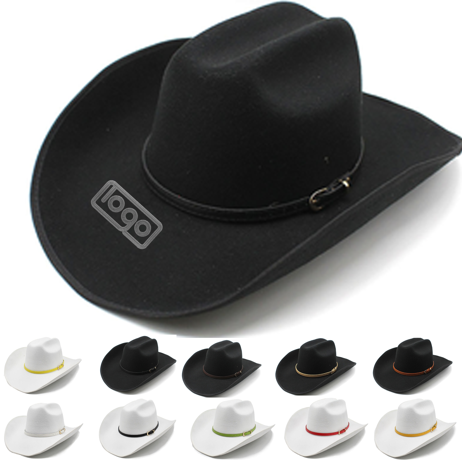 Classic Wool Cowboy Hat with Metallic Buckle 5