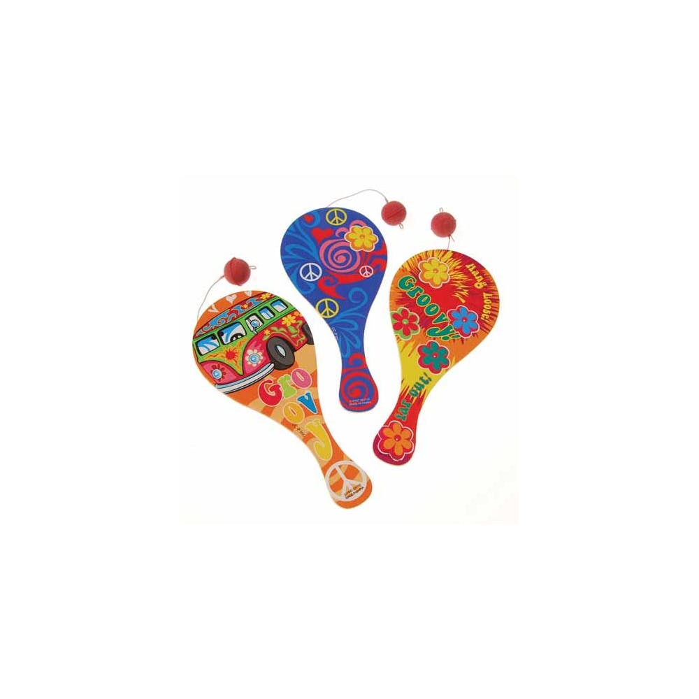 Retro Paddle Balls - Assorted 9" x 4.125" 2