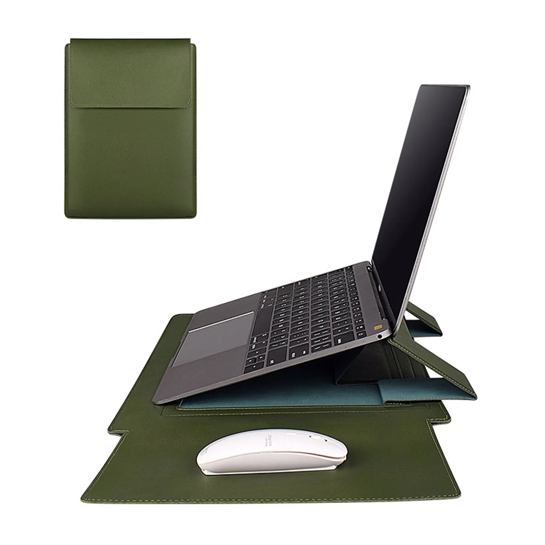 15" Multifunctional Laptop Sleeve Stand with Pouch Set 1
