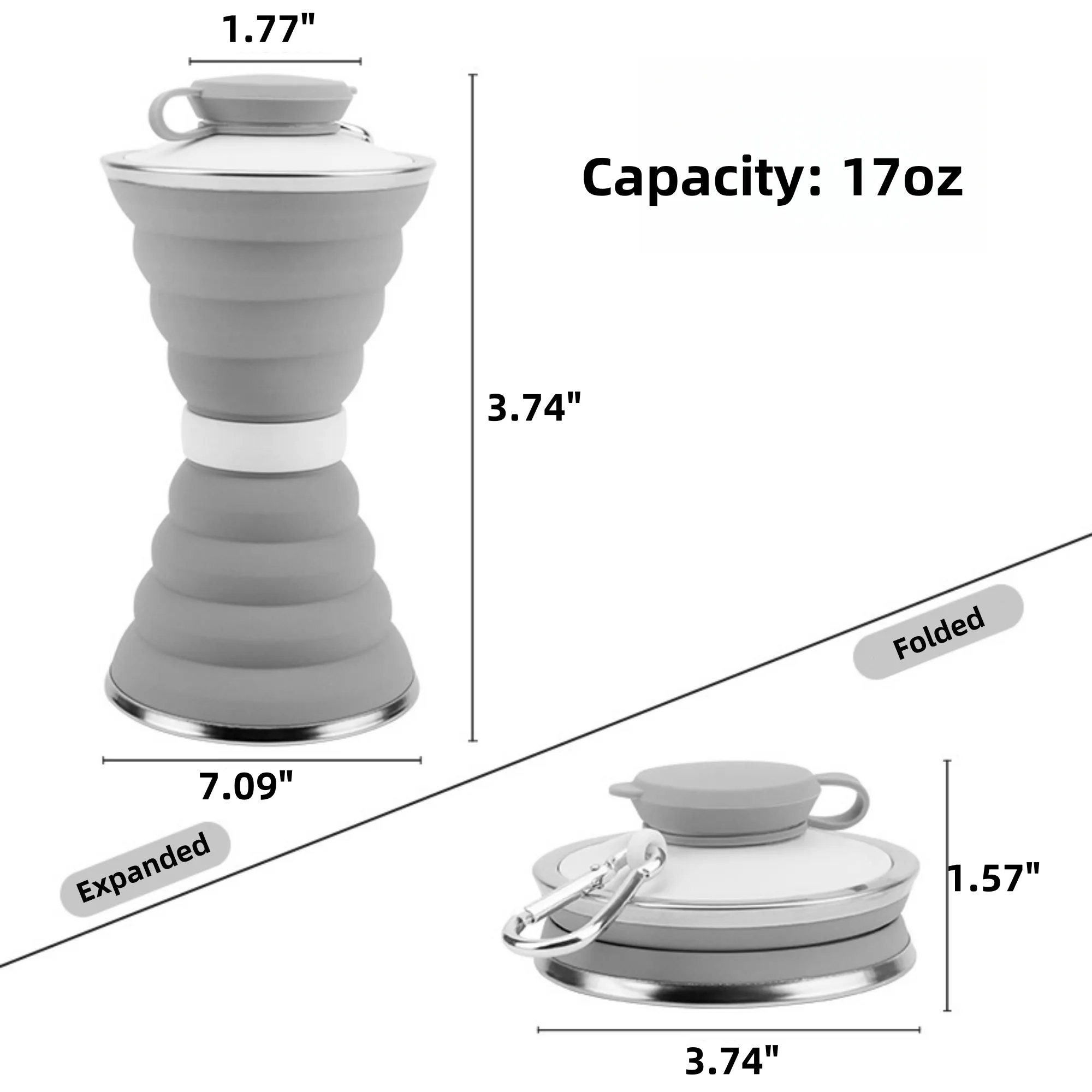 17oz Double-Fold Silicone Collapsible Water Cup 10