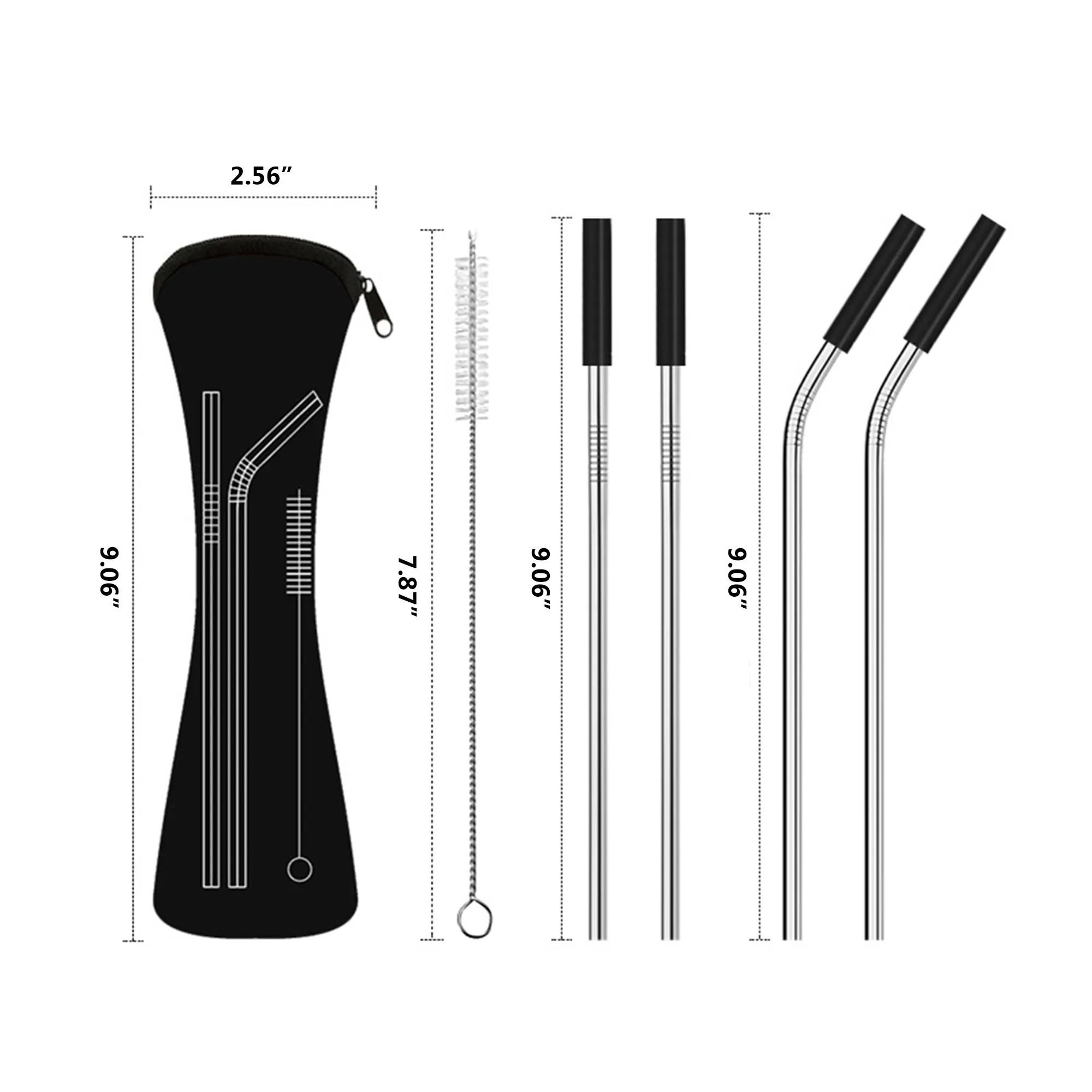 Stainless Steel Straw Set 9