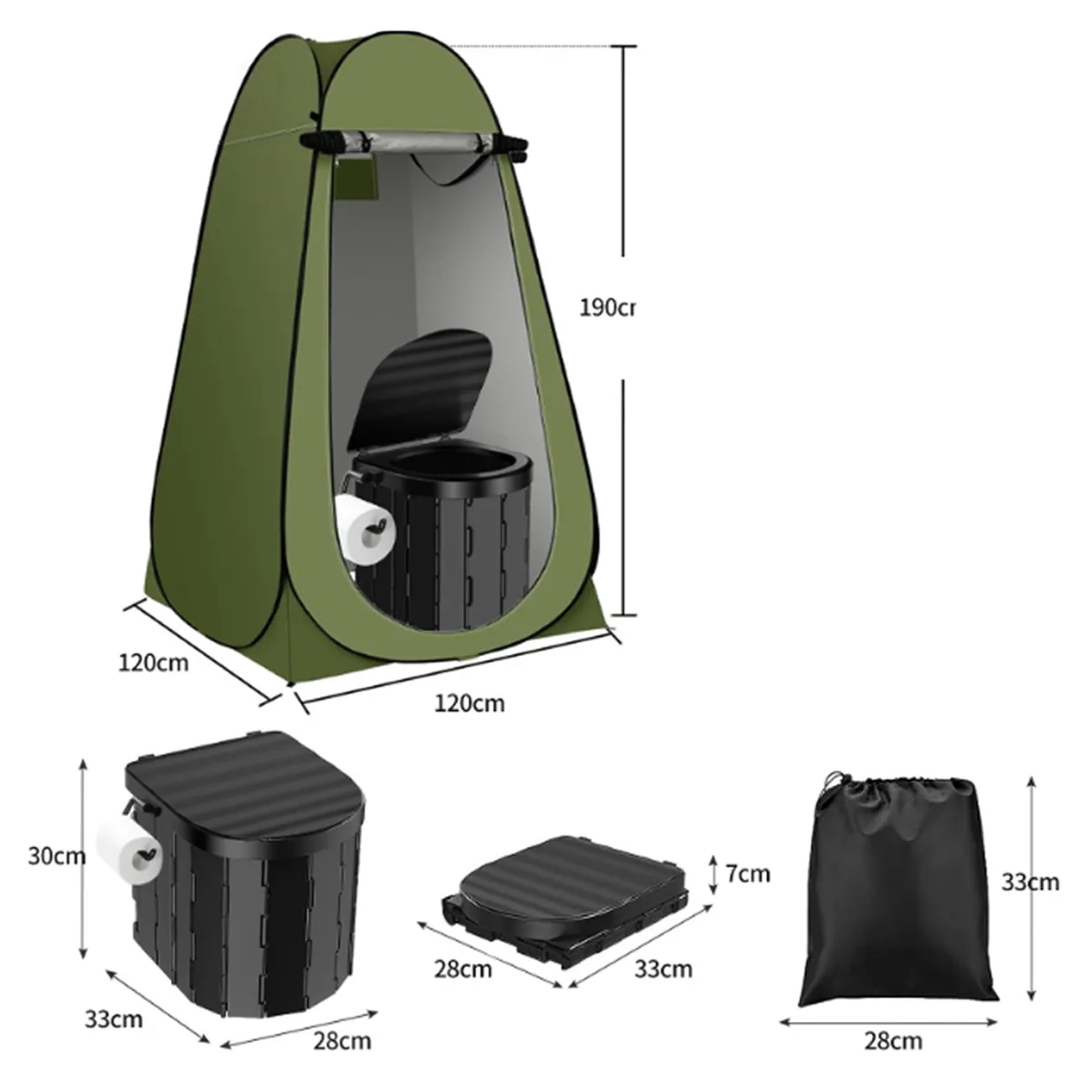 4ft Privacy Shelter Tent with Camping Toilet Set & Backpack 3
