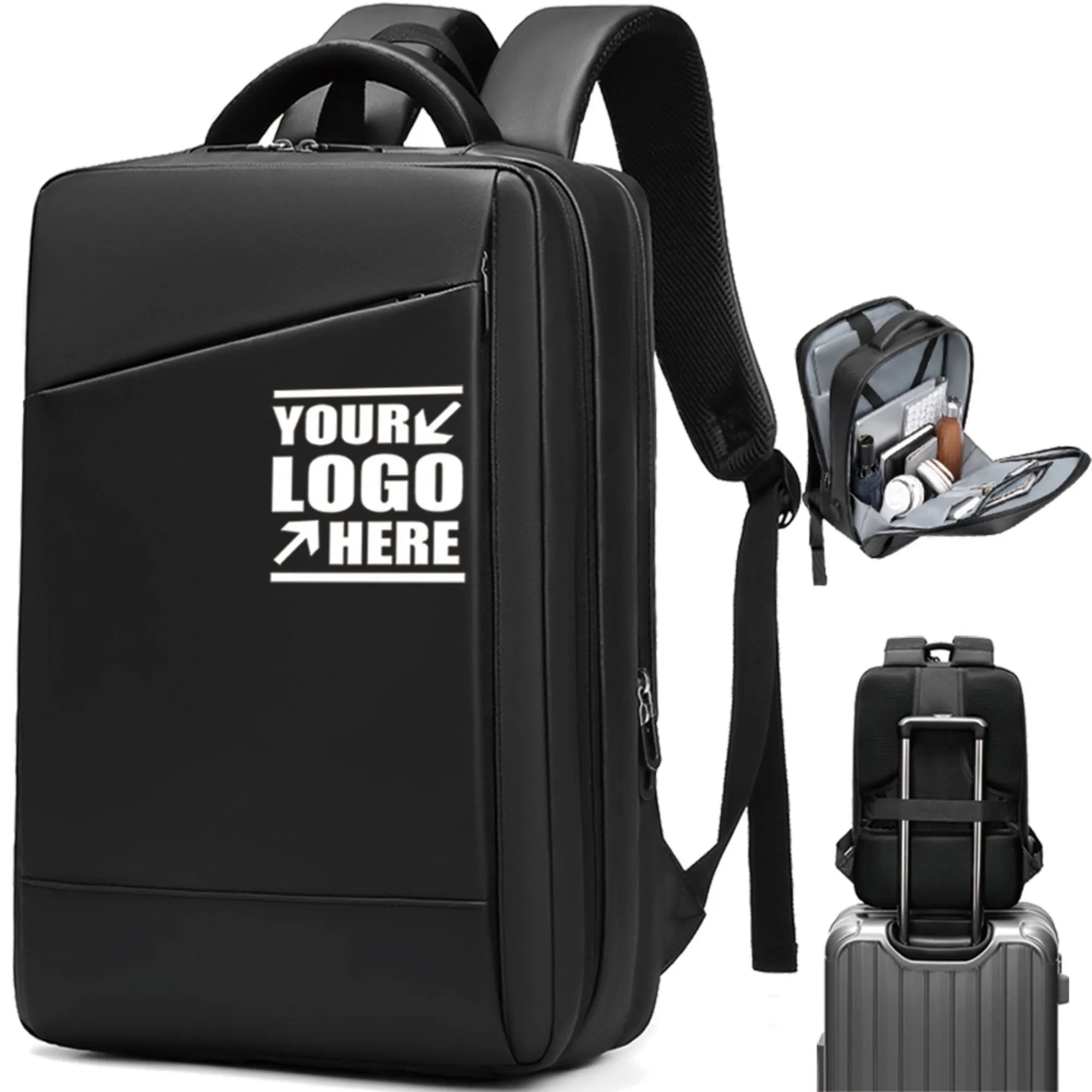 Business Patent Leather 15.6" Laptop Backpack With USB Port