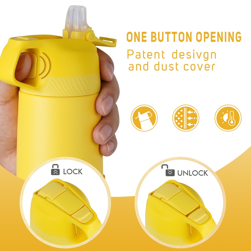 12 Oz 316 Ss Double Wall Water Bottle With Pop-Up Straw Lid For Kids 30