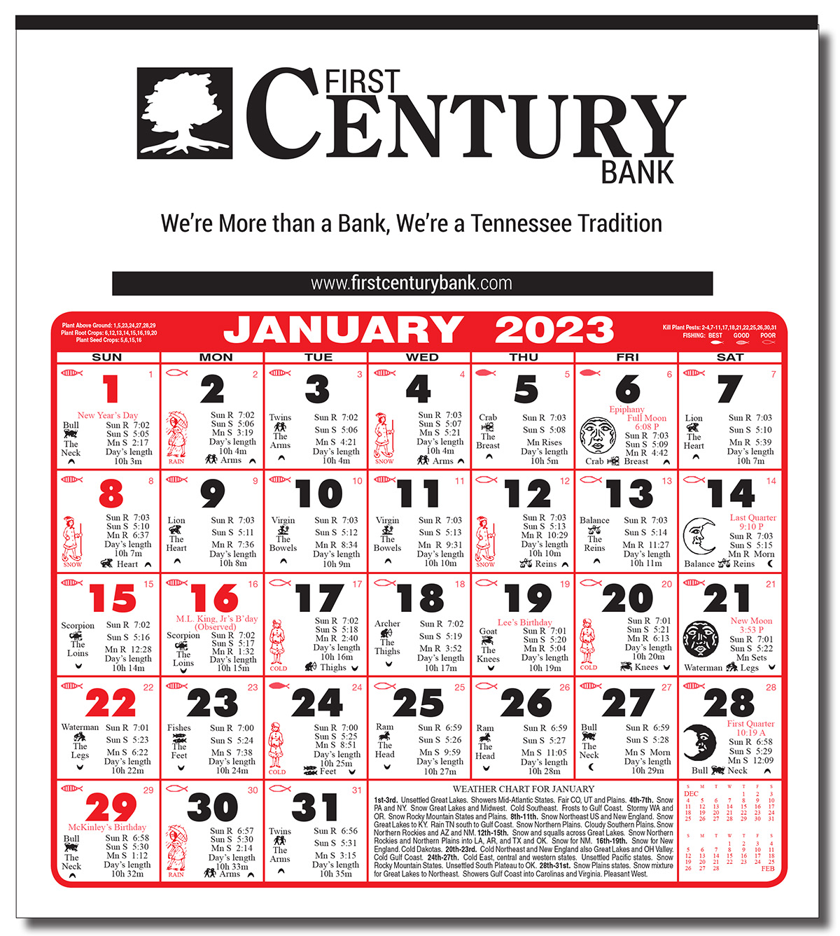 6 Sheet Monthly Almanac Calendar 6