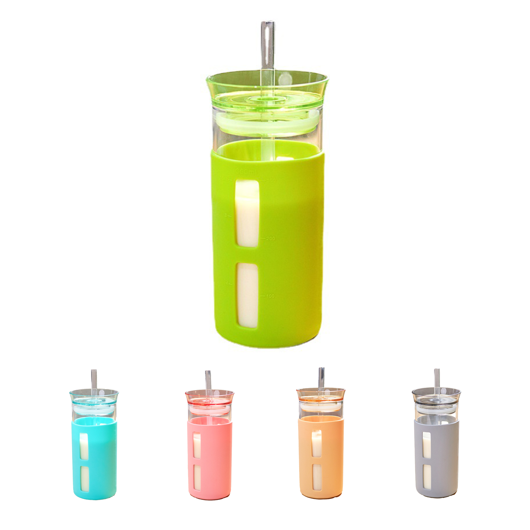 12/17Oz Glass Tumblr Coffee Cups With Straw 2