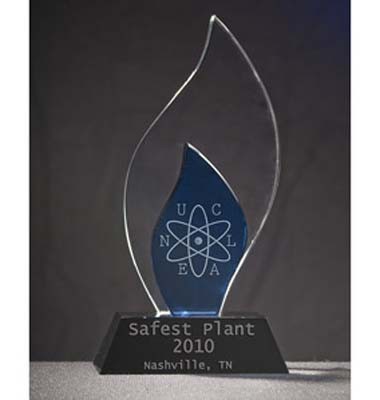 2 Tone Royal Blue and Clear Flame Award Crystal 1