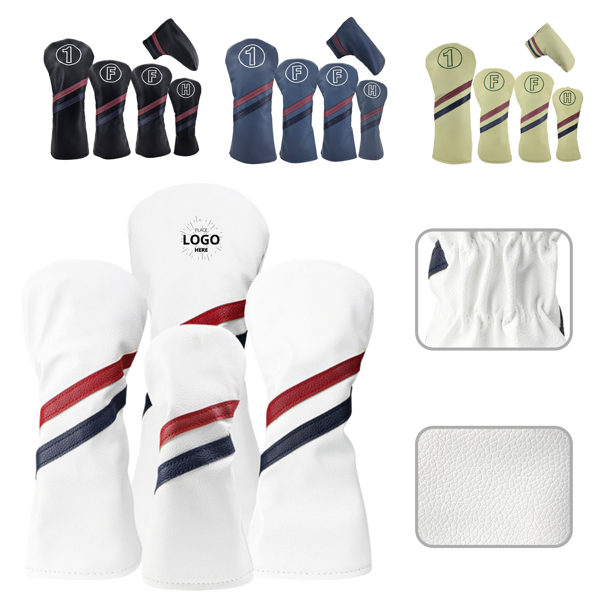 Custom PU Leather Golf Hybrid Head Cover 2