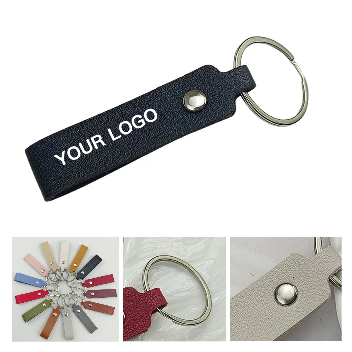 Portable Striped Leather Keychain for Promotions 4