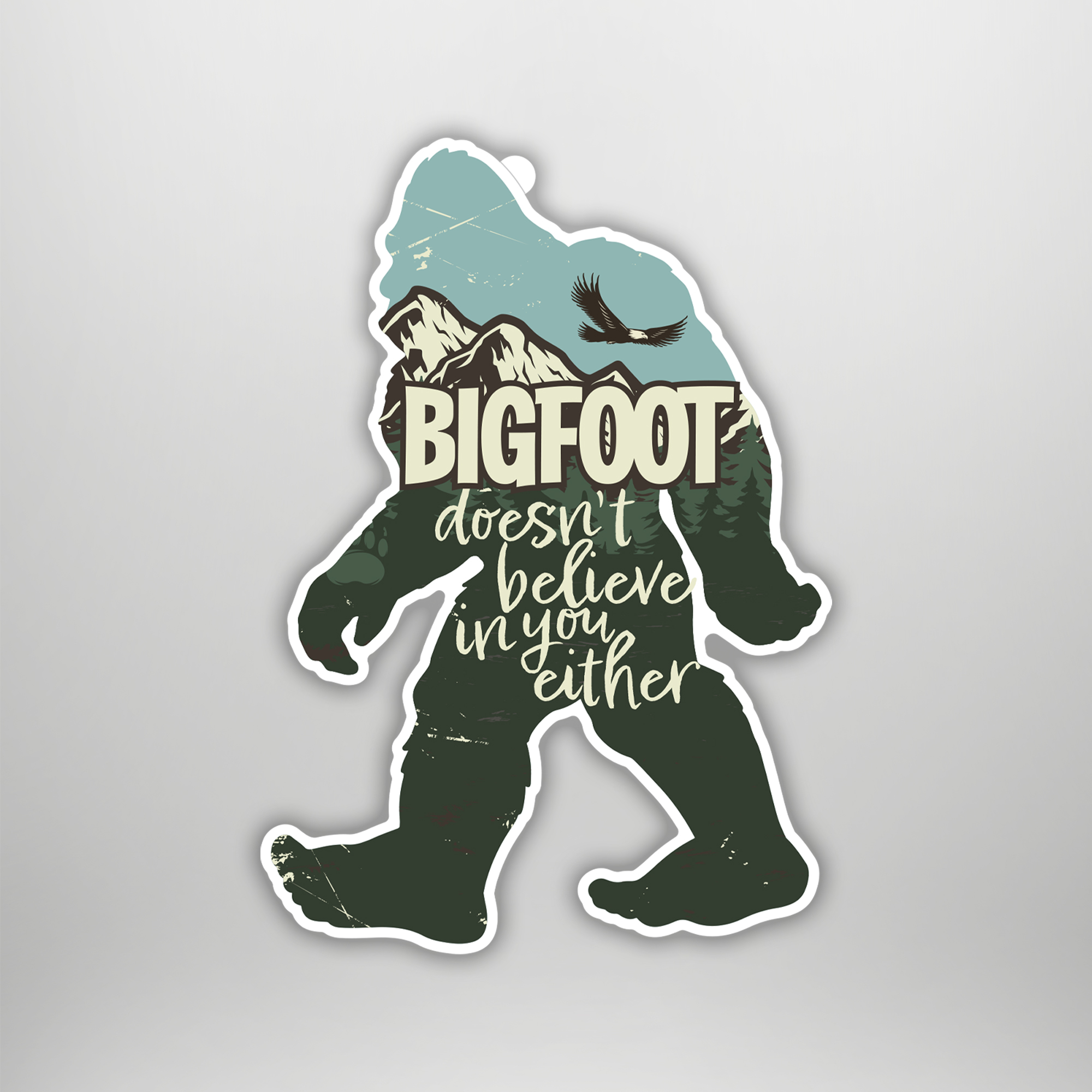 Sasquatch - Permanent Outdoor Sticker - 2.75"x4" 2