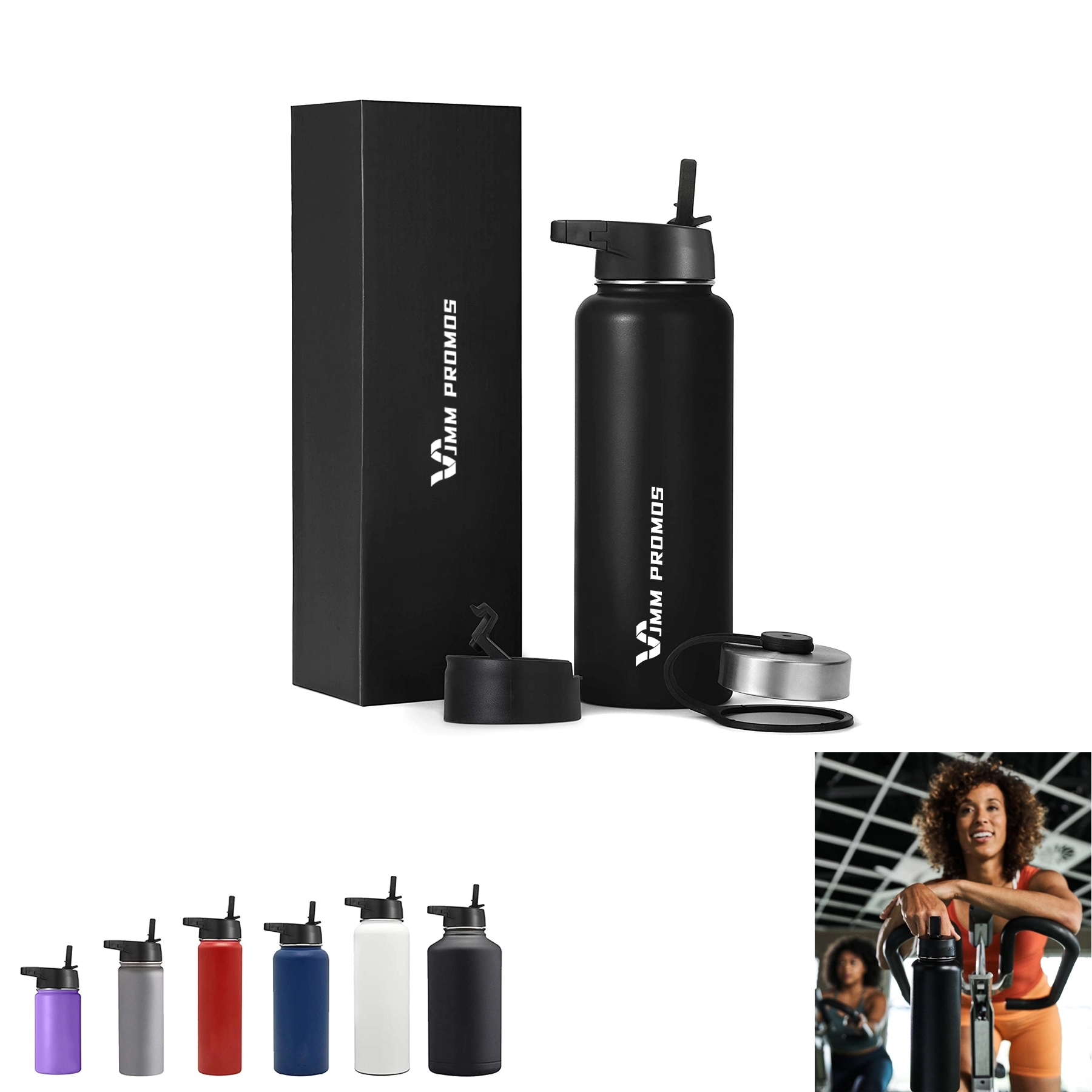 32Oz Sports Water Bottle With 3 Lids, custom water bottle with logo imprint 1