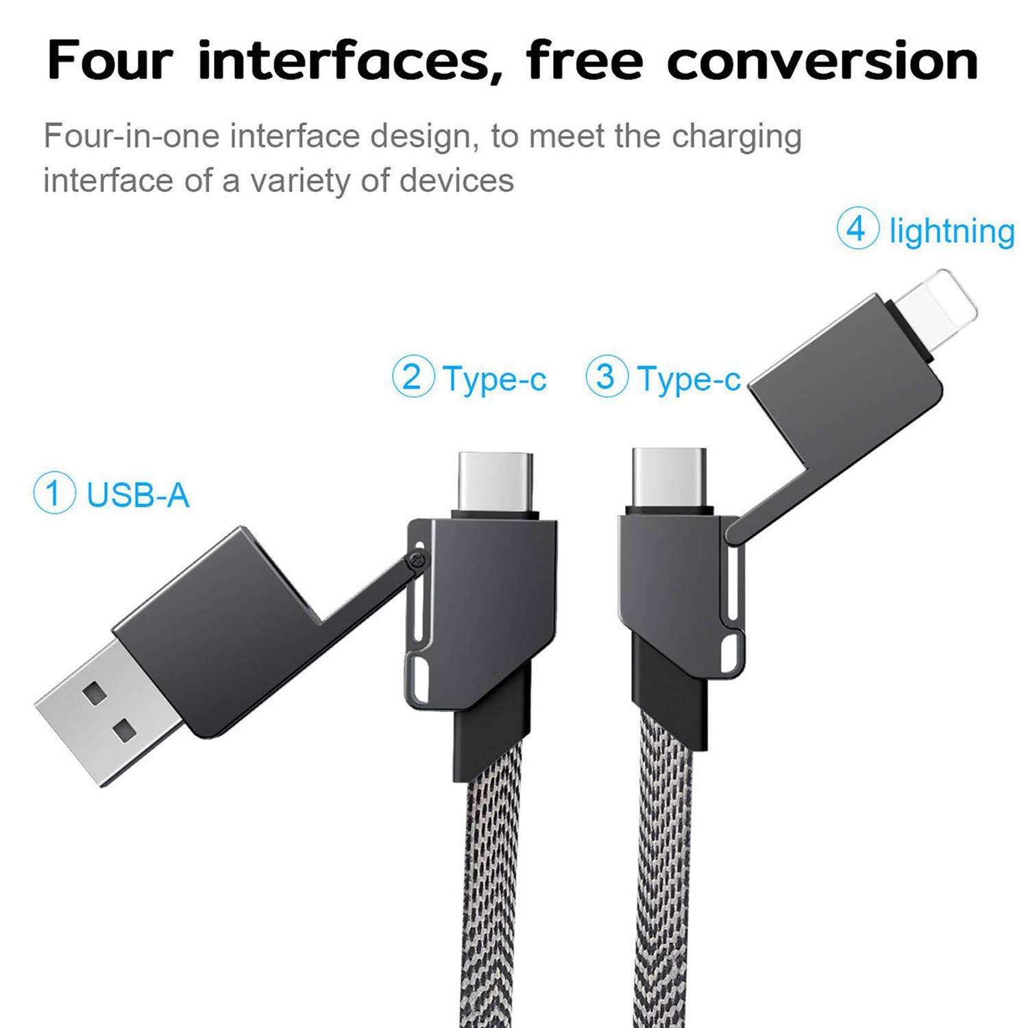 4 in1 Zinc Alloy Charging Cable Keychain 3
