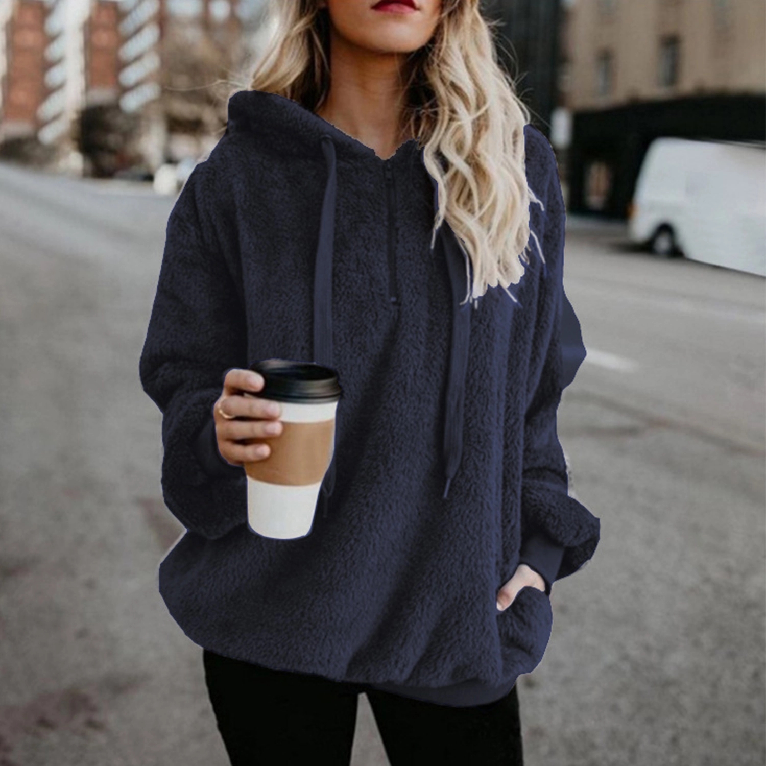 Women'S Oversized Fuzzy Pullover Hoodies 4