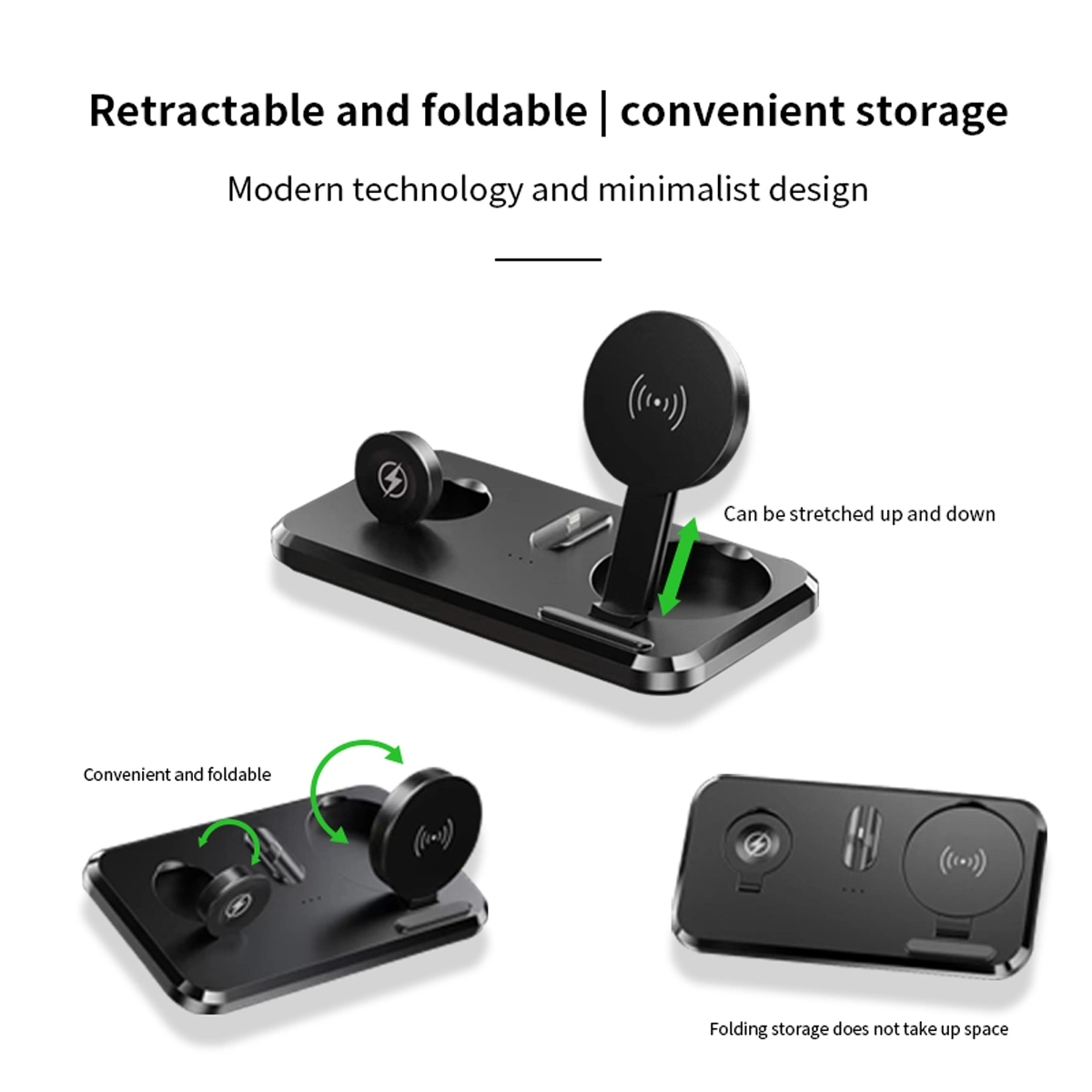 Portable 3 in 1 Charging Station Foldable Charger Stand 4