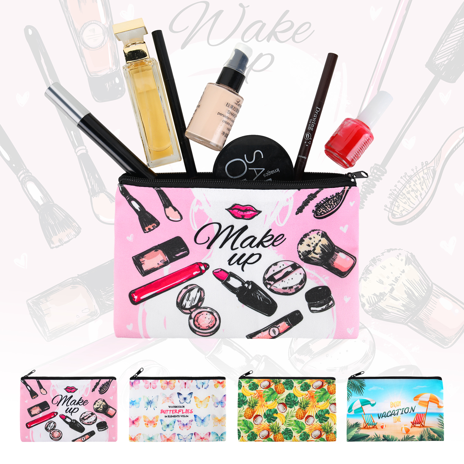 Full Color Sublimation Canvas Zipper Pouch For Makeup, Toiletries & Tech Accessories 4