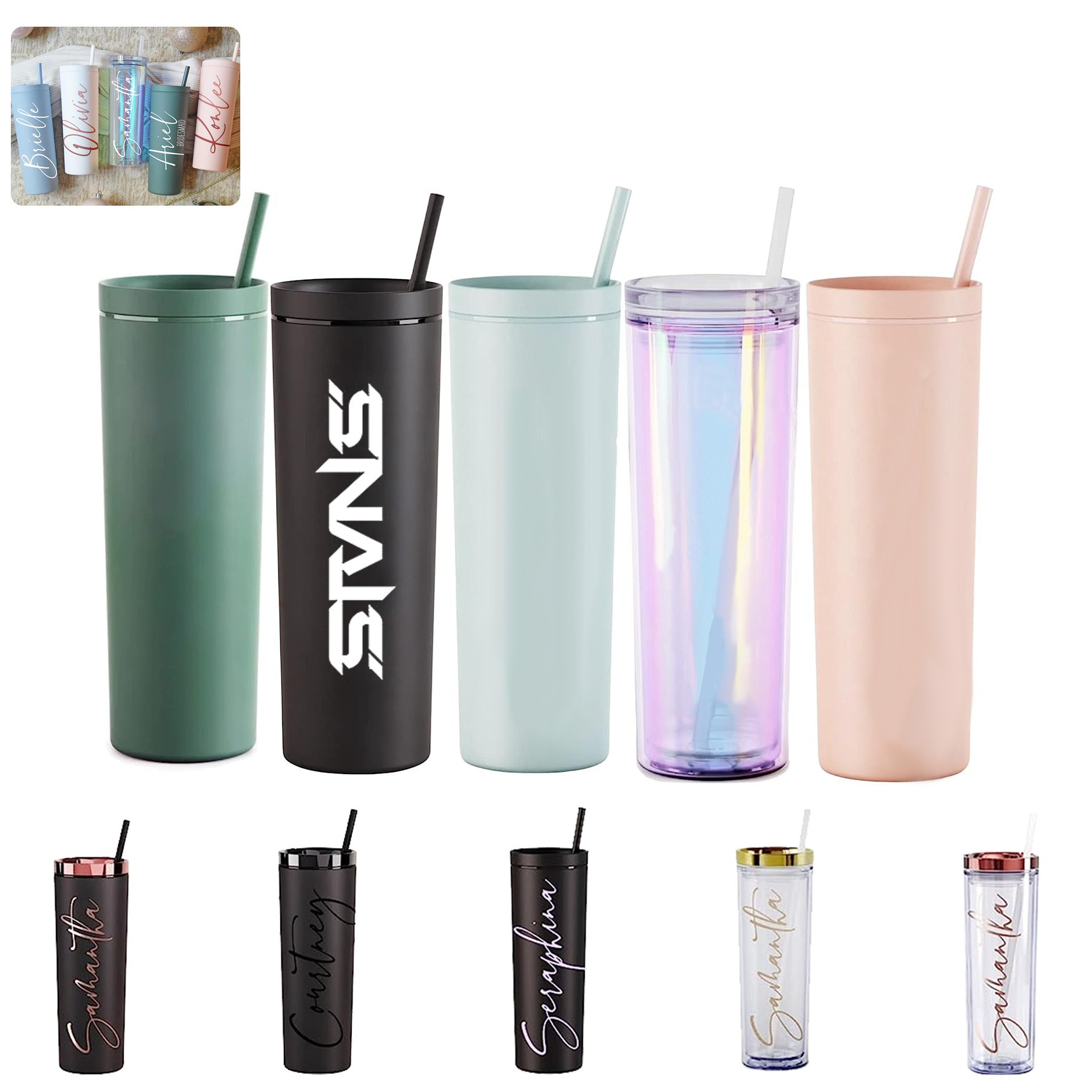 Personalized Tumbler With Lid and Straw Holographic 15 oz 2