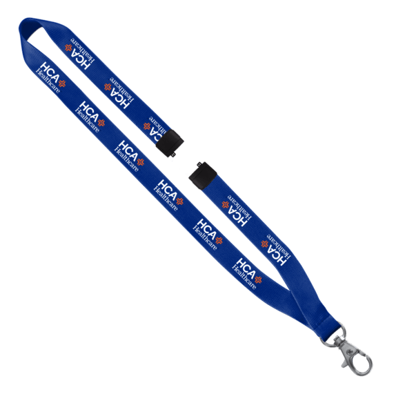 3/4" Polyester Lanyard with Sewn Silver Metal Split-Ring 187