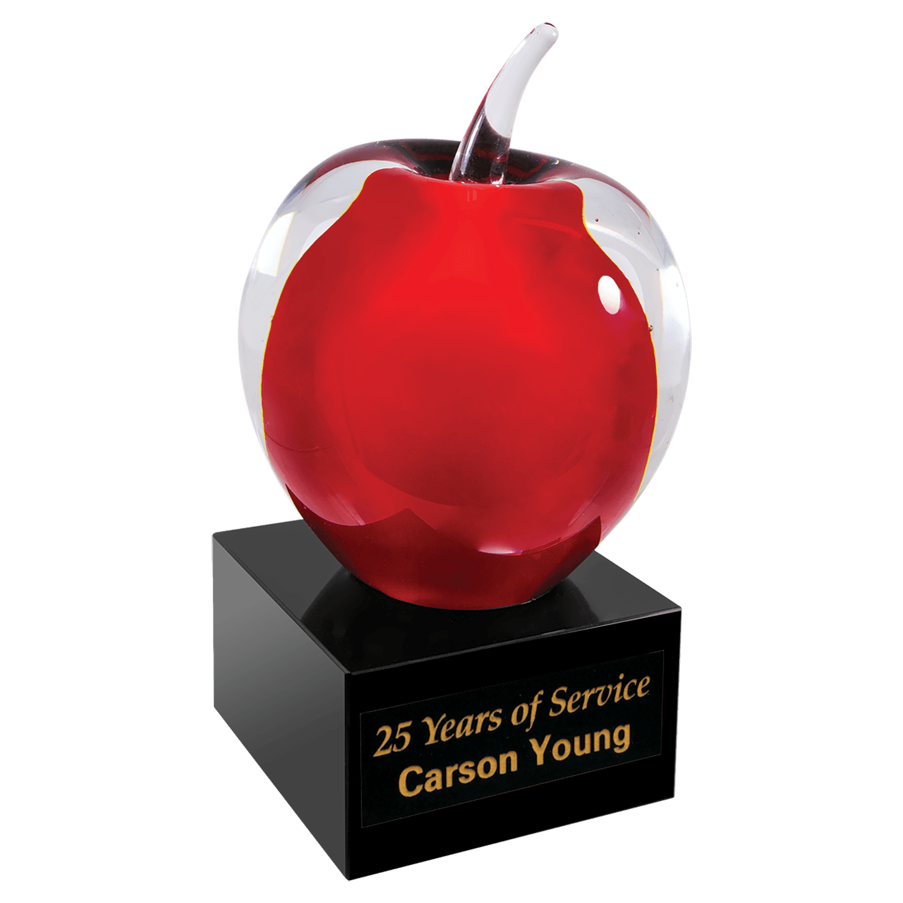 Red And Clear Glass Apple With Black Base 2