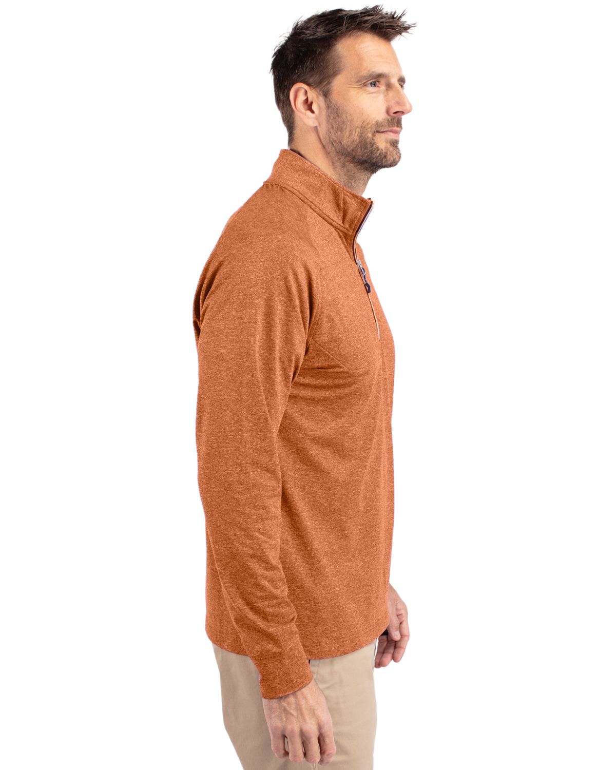 Cutter & Buck Adapt Recycled Soft Knit Stretch Mens Heathered Quarter Zip Pullover 104